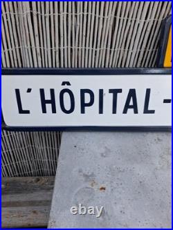 Vintage French 1970s Metal Enamel Hospital Street Road Sign