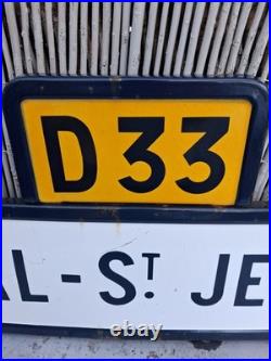 Vintage French 1970s Metal Enamel Hospital Street Road Sign