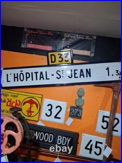 Vintage French 1970s Metal Enamel Hospital Street Road Sign