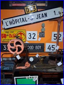 Vintage French 1970s Metal Enamel Hospital Street Road Sign