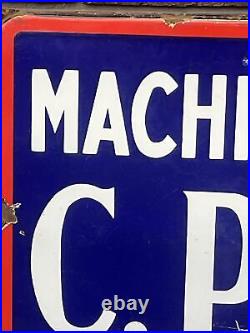 Vintage French Advertising Enamel Sign Machines Agricoles C. Puzenat 38x19 Inches