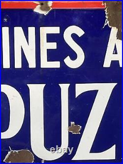 Vintage French Advertising Enamel Sign Machines Agricoles C. Puzenat 38x19 Inches