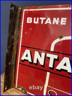Vintage French Antargaz double sided enamel sign, 1970's