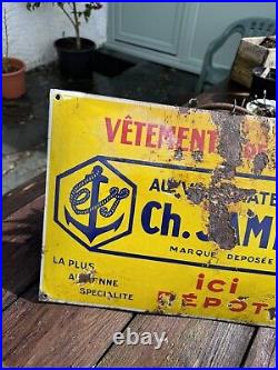 Vintage French Clothing Advertising Enamel Sign Paris