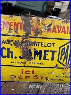 Vintage French Clothing Advertising Enamel Sign Paris