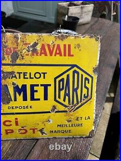 Vintage French Clothing Advertising Enamel Sign Paris