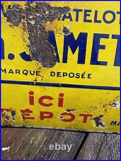 Vintage French Clothing Advertising Enamel Sign Paris