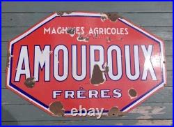 Vintage French Double Sided Enamel Advertising Sign Agricultural Machinery