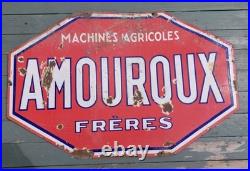 Vintage French Double Sided Enamel Advertising Sign Agricultural Machinery