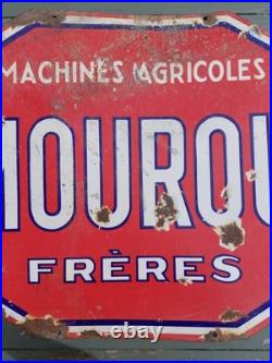 Vintage French Double Sided Enamel Advertising Sign Agricultural Machinery