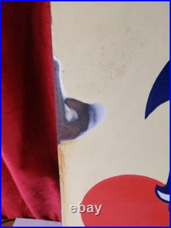Vintage French Double Sided Enamel Advertising Sign Penguin Shoes