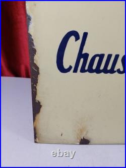 Vintage French Double Sided Enamel Advertising Sign Penguin Shoes