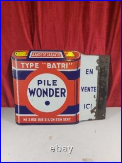 Vintage French Double Sided Enamelled Sign 1948