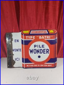 Vintage French Double Sided Enamelled Sign 1948