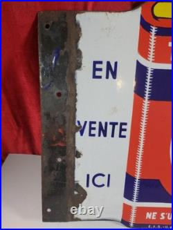 Vintage French Double Sided Enamelled Sign 1948
