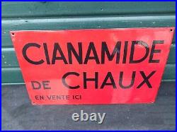 Vintage French Enamel Advertising Sign'CIANAMIDE DE CHAUX' Fertilizer