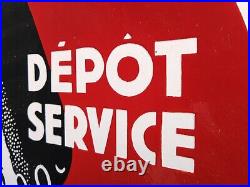 Vintage French Enamel Advertising Sign Double Sided Flanged