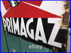 Vintage French Enamel Advertising Sign Double Sided Flanged