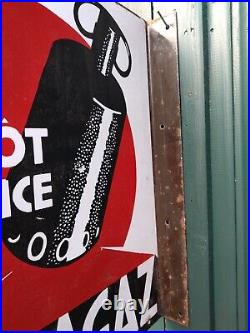 Vintage French Enamel Advertising Sign Double Sided Flanged