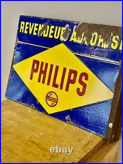 Vintage French Enamel Phillips Radio Sign, Double Sided