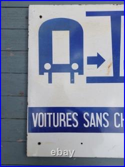 Vintage French Enamel Sign Car And Train