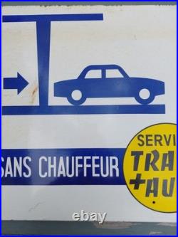 Vintage French Enamel Sign Car And Train