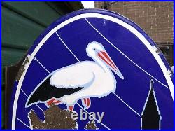 Vintage French Enamel Sign Double Sided Flanged Potasse D'Alsace