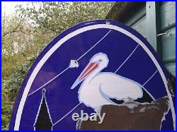 Vintage French Enamel Sign Double Sided Flanged Potasse D'Alsace