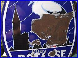 Vintage French Enamel Sign Double Sided Flanged Potasse D'Alsace