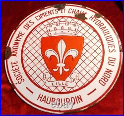 Vintage French Enamel Sign, Lille Coat Of Arms
