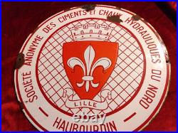 Vintage French Enamel Sign, Lille Coat Of Arms
