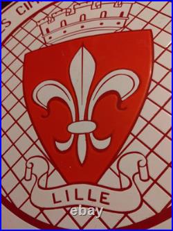 Vintage French Enamel Sign, Lille Coat Of Arms