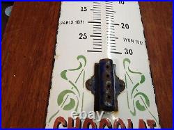 Vintage French Enamel Thermometer Sign Advertising Chocolat Revillon