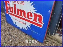 Vintage French Fulmen Accus Enamel Advertising Sign Original Motoring Vintage French Fulmen Accus Enamel Advertising Sign Original Motoring
