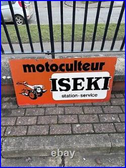 Vintage French Motoculteur Iseki Enamel sign on aluminium