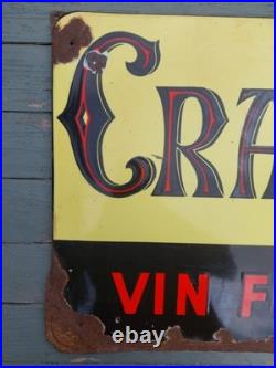 Vintage French Original Enamel Sign Cramoisay Fine And Smooth Wine