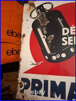 Vintage French Primagaz Depot Service Enamel Advertising Sign Double Sided