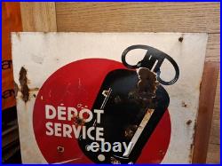 Vintage French Primagaz Depot Service Enamel Advertising Sign Double Sided