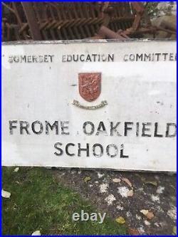 Vintage Frome Oakfield School Sign Nameplate Not Cast Iron Or Enamel Road
