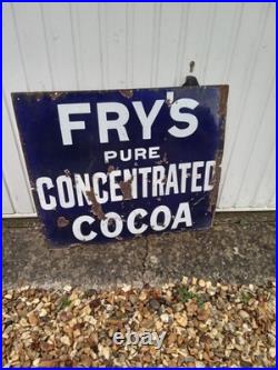 Vintage Frys Pure Concentrated Cocoa Enamel sign maker/28 x 24 inches original Vintage Frys Pure Concentrated Cocoa Enamel sign maker/28 x 24 inches original