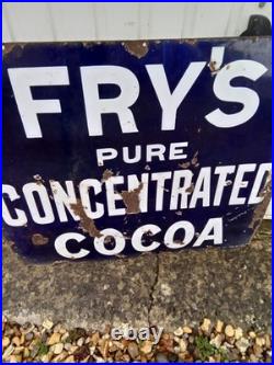 Vintage Frys Pure Concentrated Cocoa Enamel sign maker/28 x 24 inches original