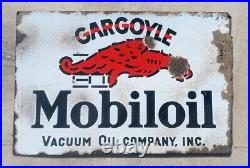 Vintage Gargoyle Mobil Oil Vacuum Oil Company USA Porcelain Enamel Sign Board
