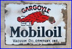 Vintage Gargoyle Mobil Oil Vacuum Oil Company USA Porcelain Enamel Sign Board