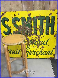 Vintage Genuine Enamel Metal Sign Patina Corn Fruit Merchant Kent History SMITH