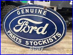 Vintage Genuine Ford Parts Stockist 60 x 40cm Porcelain Enamel Sign
