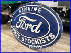 Vintage Genuine Ford Parts Stockist 60 x 40cm Porcelain Enamel Sign