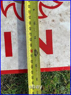 Vintage Golden Enamel Sign Advertising Petrol Oil Old Double Sided