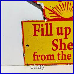 Vintage Golden Shell Motor Oil Porcelain Enamel Metal Metal sign 10 X 7 Inch