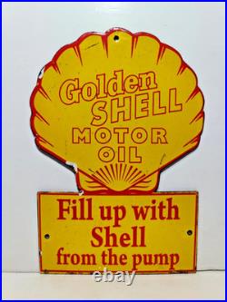 Vintage Golden Shell Motor Oil Porcelain Enamel Metal Metal sign 10 X 7 Inch