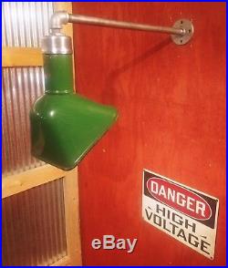 Vintage Goodrich Green Porcelain Enamel Angled Sign Light WIRED Gas Station